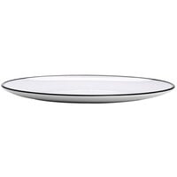 GET OP-1291-W/BK Settlement Bistro 12 1/2" x 9" White with Black Trim Enamelware Oval Melamine Dinner Plate - 12/Case