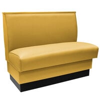 American Tables & Seating 46" Long Yellow Plain Single Back Fully Upholstered Booth - 36" High