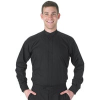 Henry Segal Men's Customizable Black Long Sleeve Band Collar Dress Shirt