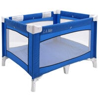 L.A. Baby PY-89 43 1/2" x 30 1/2" x 30 1/2" Blue Playard with Carrying Case