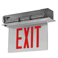 Lavex Double Face White/Mirror Recessed LED Exit Sign with Edge Lighting and Red Lettering (AC Only) - 120/277V