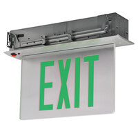 Lavex Single Face Aluminum / Clear Recessed LED Exit Sign with Edge Lighting and Green Lettering (AC Only)