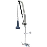 T&S B-5115-CR-B8TP 36 1/16" High Wall Mounted DuraPull Pre-Rinse Faucet 4" Workboard Centers, 30" Hose, 1.07 GPM Spray Valve, Accessory Tee, and Wall Bracket