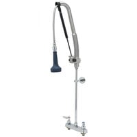T&S B-5120-CR-B8P 40 13/16" High Deck Mounted DuraPull Pre-Rinse Faucet 8" Workboard Centers, 30" Hose, 1.07 GPM Spray Valve, and Wall Bracket