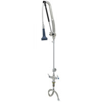 T&S B-0113-CR-B8TP 44 13/16" High Deck Mounted DuraPull Pre-Rinse Faucet with Flex Inlets, 30" Hose, 1.07 GPM Spray Valve, Accessory Tee, and Wall Bracket