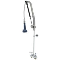 T&S B-5110-CR-B8P 40 13/16" High Deck Mounted DuraPull Pre-Rinse Faucet 4" Workboard Centers, 30" Hose, 1.07 GPM Spray Valve, and Wall Bracket