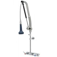T&S B-5125-CR-B8TP 36 1/16" High Wall Mounted DuraPull Pre-Rinse Faucet 8" Workboard Centers, 30" Hose, 1.07 GPM Spray Valve, Accessory Tee, and Wall Bracket