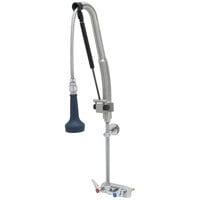 T&S B-5115-CR-B8P 34 1/8" High Wall Mounted DuraPull Pre-Rinse Faucet 4" Workboard Centers, 30" Hose, 1.07 GPM Spray Valve, and Wall Bracket