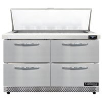 Continental Refrigerator SW48N18M-FB-D 48" 4 Drawer Mighty Top Front Breathing Refrigerated Sandwich Prep Table