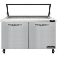 Continental Refrigerator SW48N18M-HGL 48" 2 Door Mighty Top Refrigerated Sandwich Prep Table with Hinged Glass Lid