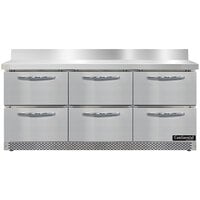 Continental Refrigerator SW72NBS-FB-D 72" Front Breathing Worktop Refrigerator with Six Drawers - 20.6 Cu. Ft.