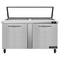 Continental Refrigerator SW60N24M-HGL 60" 2 Door Mighty Top Refrigerated Sandwich Prep Table with Hinged Glass Lid