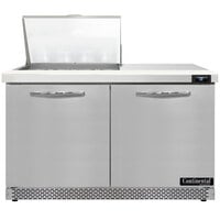 Continental Refrigerator SW48N12M-FB 48" 2 Door Mighty Top Front Breathing Refrigerated Sandwich Prep Table