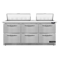 Continental Refrigerator SW72N18C-FB-D 72" 6 Drawer Cutting Top Front Breathing Refrigerated Sandwich Prep Table
