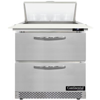 Continental Refrigerator SW32N8C-FB-D 32" 2 Drawer Cutting Top Front Breathing Refrigerated Sandwich Prep Table