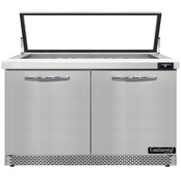 Continental Refrigerator SW48N18M-HGL-FB 48" 2 Door Mighty Top Front Breathing Hinged Glass Lid Refrigerated Sandwich Prep Table