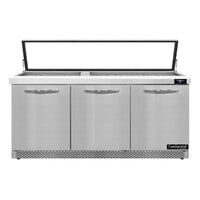 Continental Refrigerator SW72N30M-HGL-FB 72" 3 Door Mighty Top Front Breathing Hinged Glass Lid Refrigerated Sandwich Prep Table