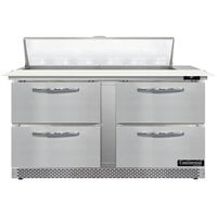 Continental Refrigerator SW60N12C-FB-D 60" 4 Drawer Cutting Top Front Breathing Refrigerated Sandwich Prep Table