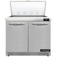 Continental Refrigerator SW36-N-15M-FB 36" 2 Door Mighty Top Front Breathing Refrigerated Sandwich Prep Table