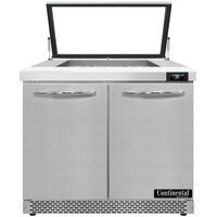Continental Refrigerator SW36-N-12M-HGL-FB 36" 2 Door Mighty Top Front Breathing Hinged Glass Lid Refrigerated Sandwich Prep Table
