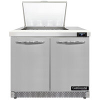 Continental Refrigerator SW36-N-12M-FB 36" 2 Door Mighty Top Front Breathing Refrigerated Sandwich Prep Table