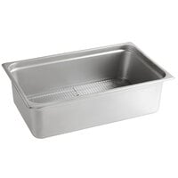 Choice Full Size 6" Deep Anti-Jam Stainless Steel Steam Table Pan / Hotel Pan with Footed Pan Grate - 24 Gauge