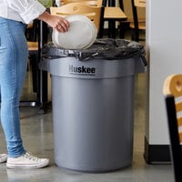 Continental 3200GY Huskee 32 Gallon Gray Round Trash Can