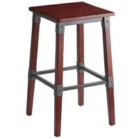 Lancaster Table & Seating Industrial Backless Bar Stool with Mahogany Finish