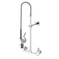 T&S B-0133-CR-V-BCE EasyInstall Wall Mounted 37" High Pre-Rinse Faucet with Adjustable 8" Centers, Low Flow Spray Valve, 44" Hose, Installation Kit, Vacuum Breaker, and 6" Wall Bracket