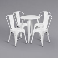 Flash Furniture CH-51080TH-4-18CAFE-WH-GG 24" Round White Metal Indoor / Outdoor Table with 4 Cafe Chairs