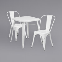 Flash Furniture CH-31330-2-30-WH-GG 23 3/4" Square White Metal Indoor / Outdoor Table with 2 Cafe Chairs