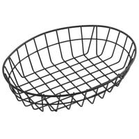 American Metalcraft GOVB811 11" x 8" x 2 1/2" Black Oval Wire Basket