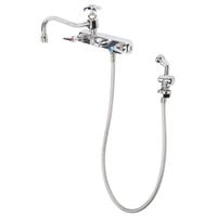 T&S B-1157 Wall Mounted Workboard Faucet with Spray Valve and 8" Centers - 8" Swing Nozzle