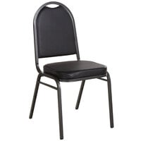 Lancaster Table & Seating Black Stackable Banquet Chair with 2" Padded Seat and Silver Vein Frame