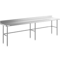 Regency 24" x 120" 16-Gauge 304 Stainless Steel Commercial Open Base Work Table with 4" Backsplash
