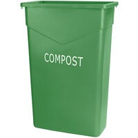 Carlisle 342023CMP09 Trimline 23 Gallon Green Slim "COMPOST" Rectangular Trash Can