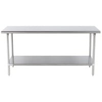 Advance Tabco Premium Series SS-306 30 inch x 72 inch 14 Gauge Stainless Steel Commercial Work Table with Undershelf