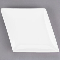 CAC DM-C12 White Diamond 10 1/2" x 6 1/2" Bright White Porcelain Coupe Dinner Plate - 12/Case
