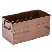 American Metalcraft BEVC1266 6.75 Qt. 1/3 Size Hammered Copper-Plated Stainless Steel Rectangular Beverage Tub - 12 1/4" x 6 1/4" x 6"
