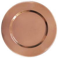 Charge It by Jay 13" Round Copper with Beaded Rim Metal Charger Plate - 12/Pack