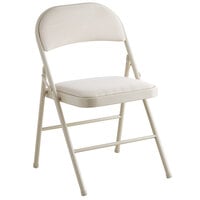 Lancaster Table & Seating Beige Fabric Folding Chair with Padded Seat
