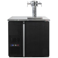 Micro Matic MDD36W-E-E Pro-Line E-Series 36 3/4" Dual Zone Wine Dispenser with 4 Faucet Sommelier Font - Black, (4) 1/6 Keg Capacity