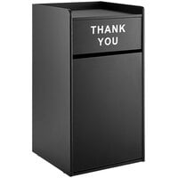 Lancaster Table & Seating Waste 35 Gallon Black Receptacle Enclosure with THANK YOU Swing Door