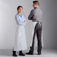Choice White Poly-Cotton Standard Bistro Apron with 1 Pocket - 33 inch x 30 inch