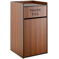 Lancaster Table & Seating Waste 35 Gallon Walnut Receptacle Enclosure with "THANK YOU" Swing Door