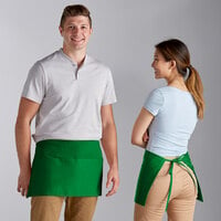 Choice Kelly Green Poly-Cotton Standard Waist Apron with 3 Pockets - 12 inch x 26 inch