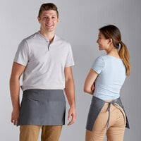 Choice Gray Poly-Cotton Standard Waist Apron with 3 Pockets - 12" x 26"