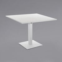 BFM Seating Beachcomber-Margate 24" x 32" White Aluminum Dining Height Outdoor / Indoor Table with Square Base
