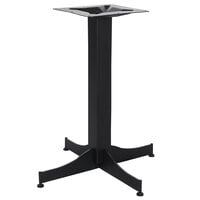BFM Seating Luna 24" x 24" Sand Black Stamped Steel Dining Height Indoor Cross Table Base, 3" Column