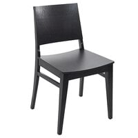 BFM Seating Dover Black Stain Colored Beechwood Chair with Wooden Seat